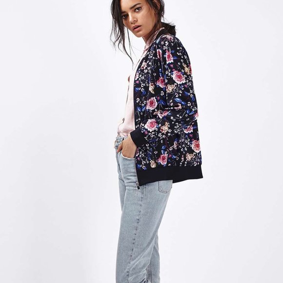NWOT Topshop Floral Bomber Jacket - Picture 2 of 8